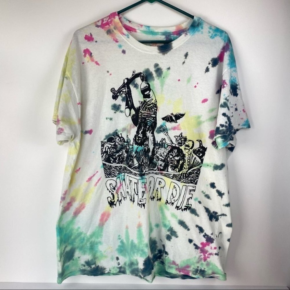 Skate Or Die Tie Dye‎ Screen Print Original Monster